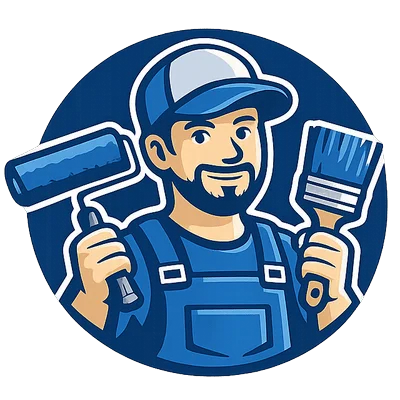 Ilustración de pintor con rodillo y brocha